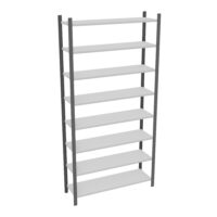 Element départ rayonnage H. 250 cm x L. 120 cm métal lisse gris clair 8 tablettes métal structuré gris anthracite