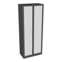 Armoire à rideaux H. 198 x L. 80 x P. 43 cm - corps métal structuré gris anthracite - rideaux métal lisse blanc - équipée de 4 tablettes