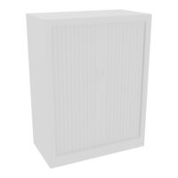 Armoire à rideaux H. 105 x L. 80 x P. 43 cm - corps blanc - rideaux blanc - équipée de 2 tablettes + rail