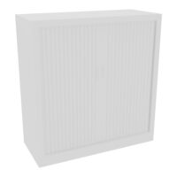 Armoire à rideaux H. 105 x L. 100 x P. 43 cm - corps blanc - rideaux blanc - équipée de 2 tablettes + rail