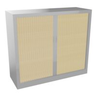 Armoire à rideaux H. 105 x L. 120 x P. 43 cm - corps gris aluminium - rideaux pin maritime - équipée de 2 tablettes + rail