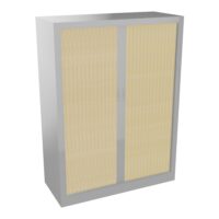 Armoire à rideaux H. 135 x L. 100 x P. 43 cm - corps gris aluminium - rideaux pin maritime - équipée de 2 tablettes + rail