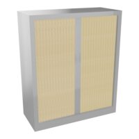 Armoire à rideaux H. 118,3 x L. 100 x P. 43 cm - corps gris aluminium - rideaux pin maritime - équipée de 2 tablettes + rail