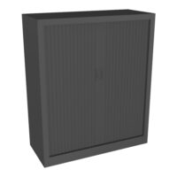 Armoire à rideaux H. 118,3 x L. 100 x P. 43 cm - corps gris anthracite - rideaux gris anthracite - équipée de 2 tablettes + rail