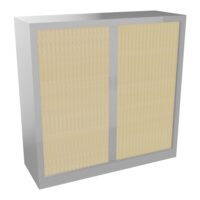 Armoire à rideaux H. 118,3 x L. 120 x P. 43 cm - corps gris aluminium - rideaux pin maritime - équipée de 2 tablettes + rail