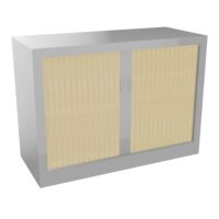 Armoire à rideaux H. 72,1 x L. 100 x P. 43 cm - corps gris aluminium - rideaux pin maritime - équipée de 1 tablette