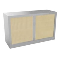 Armoire à rideaux H. 72,1 x L. 120 x P. 43 cm - corps gris aluminium - rideaux pin maritime - équipée de 1 tablette