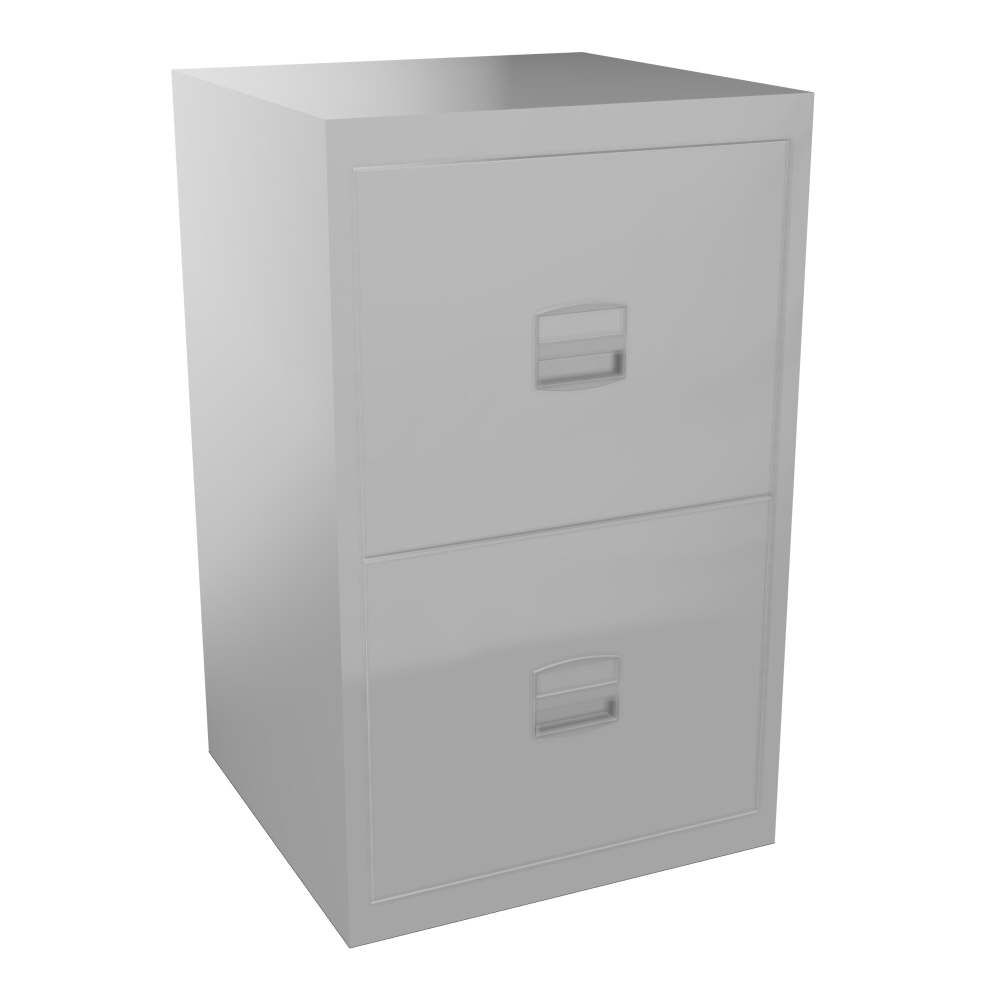 Classeur métallique fixe H. 67,2 x L. 41,3 x P. 40 cm finition gris aluminium équipé de 2 tiroirs pour dossiers suspendus