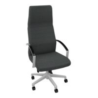 Fauteuil président Manhattan cuir noir piétement aluminium poli