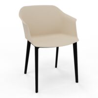 Fauteuil Scott coque polypropylène taupe sur 4 pieds nylon noir