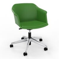 Fauteuil Scott coque tissu Step bambou piétement 5 branches sur roulettes métal chromé