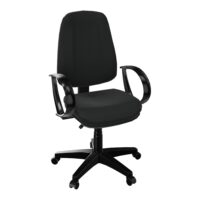 Siège Mia mécanisme contact permanent dossier ht 50 cm réglable en hauteur avec accoudoirs fixes tissu Cagliari noir piètement nylon noir