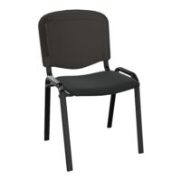 Chaise Anthra + dossier résille noire/assise tissu Bondaï noir 4 pieds métal lisse noir