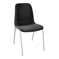Chaise Meeting + coque normale polypropylène noir 4 pied métal chromé sans pieces d'accroches