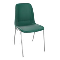 Chaise Meeting + coque non feu polypropylène vert sapin 4 pied métal chromé avec pieces d'accroches