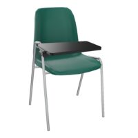 Chaise Meeting + avec accotoirs coque normale polypropylène vert sapin 4 pied métal chromé sans pieces d'accroches