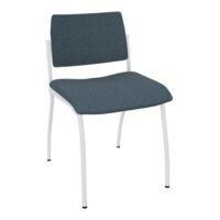 Chaise Inventiv 4 pieds finition métal blanc revêtement tissu Bondaï  gris orage - dossier avec contre-coque métal blanc