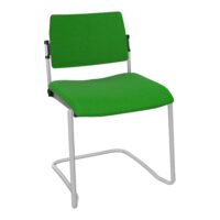 Chaise Inventiv piétement luge finition métal gris aluminium - revêtement tissu Step bambou - contre-coque noire