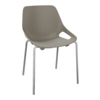 Chaise 4 pieds Rosalie sans placet - Pied métal chromé - Assise polypropylène gris