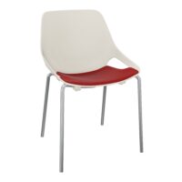 Chaise 4 pieds Rosalie avec placet polypropylène blanc crème - Pied métal chromé - Assise tissu Step Tomette