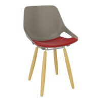 Chaise 4 pieds Rosalie avec placet polypropylène gris - Pied hêtre multipli vernis naturel - Assise tissu Step Tomette