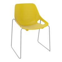 Chaise Rosalie piétement traineau sans placet - Pied métal chromé - Assise polypropylène jaune