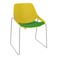 Chaise Rosalie piétement traineau avec placet tissu Step bambou - Pied métal chromé - Assise polypropylène jaune