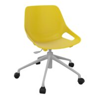 Chaise Rosalie piétement roulettes sans placet - Pied métal chromé - Assise polypropylène jaune