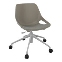 Chaise Rosalie piétement roulettes avec placet tissu Step mélange anthracite chiné - Pied métal chromé - Assise polypropylène gris