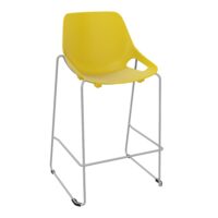 Tabouret haut Rosalie sans placet - Pied métal chromé - Assise polypropylène jaune