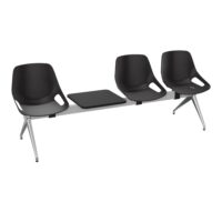 Poutre Rosalie 3 places + 1 tablette - assise polypropylène brun noir - piétement aluminium poli - traverse métal gris aluminium