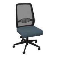 Siège Gabin - mécanisme synchrone confort assise tissu Bondaï gris orage dossier résille noire - piètement nylon noir - Roulettes pour sol souple