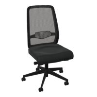 Siège Gabin - mécanisme synchrone ergonomique + translation assise tissu Bondaï noir dossier résille noire - piètement nylon noir - Roulettes pour sol souple freinées hors charge