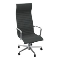 Fauteuil Président Seven - mécanisme basculant décentré réglable en intensité par manette latérale - assise et dossier cuir noir - accoudoirs fixes et piètement aluminium poli