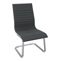 Fauteuil Visiteur Seven - assise et dossier similicuir noir - piètement aluminium poli