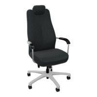Fauteuil 24H Pro tissu noir piétement finition aluminium poli
