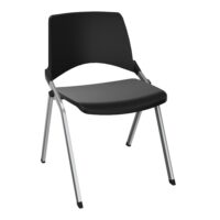 Chaise Emi dossier assise fixe polypropylène noir sans accoudoirs sans accroche 4 pieds métal chromé