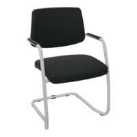 Lot de 2 chaises luge Isabel bas dossier tissu Bondaï noir piètement métal gris aluminium