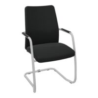 Lot de 2 chaises luge Isabel haut dossier tissu Bondaï noir piètement métal gris aluminium