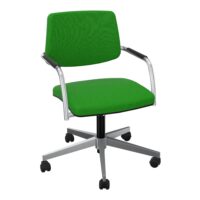 Siège Isabel bas dossier tissu Step bambou piètement 5 branches métal chromé sur roulettes pour sol souple sans mécanisme basculant centré