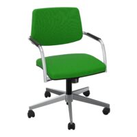 Siège Isabel bas dossier tissu Step bambou piètement 5 branches métal chromé sur roulettes pour sol souple avec mécanisme basculant centré