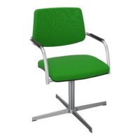 Siège Isabel bas dossier tissu Step bambou piètement 4 branches métal chromé retour point fixe sans mécanisme basculant centré