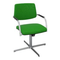 Siège Isabel bas dossier tissu Step bambou piètement 4 branches métal chromé retour point fixe avec mécanisme basculant centré