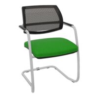 Lot de 2 chaises luge Isabel bas dossier résille noire assise tissu Step bambou piètement métal gris aluminium