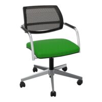 Siège Isabel bas dossier résille noire assise tissu Step bambou piètement 5 branches métal chromé sur roulettes pour sol souple sans mécanisme basculant centré