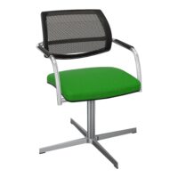 Siège Isabel bas dossier résille noire assise tissu Step bambou piètement 4 branches métal chromé retour point fixe sans mécanisme basculant centré