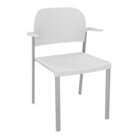 Chaise Romy assise et dossier polypropylène blanc avec accoudoirs sur 4 pieds fixe métal gris aluminium