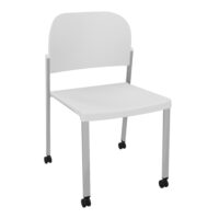 Chaise Romy assise et dossier polypropylène blanc sans accoudoirs sur 4 pieds roulettes métal gris aluminium