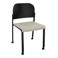 Chaise Romy assise tissu Step beige et dossier polypropylène noir sans accoudoirs sur 4 pieds roulettes métal lisse noir