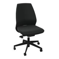 Siège Elliot autorégulé bas dossier avec coque noire - tissu Bondaï noir - Piétement nylon noir sur roulettes pour sol souple